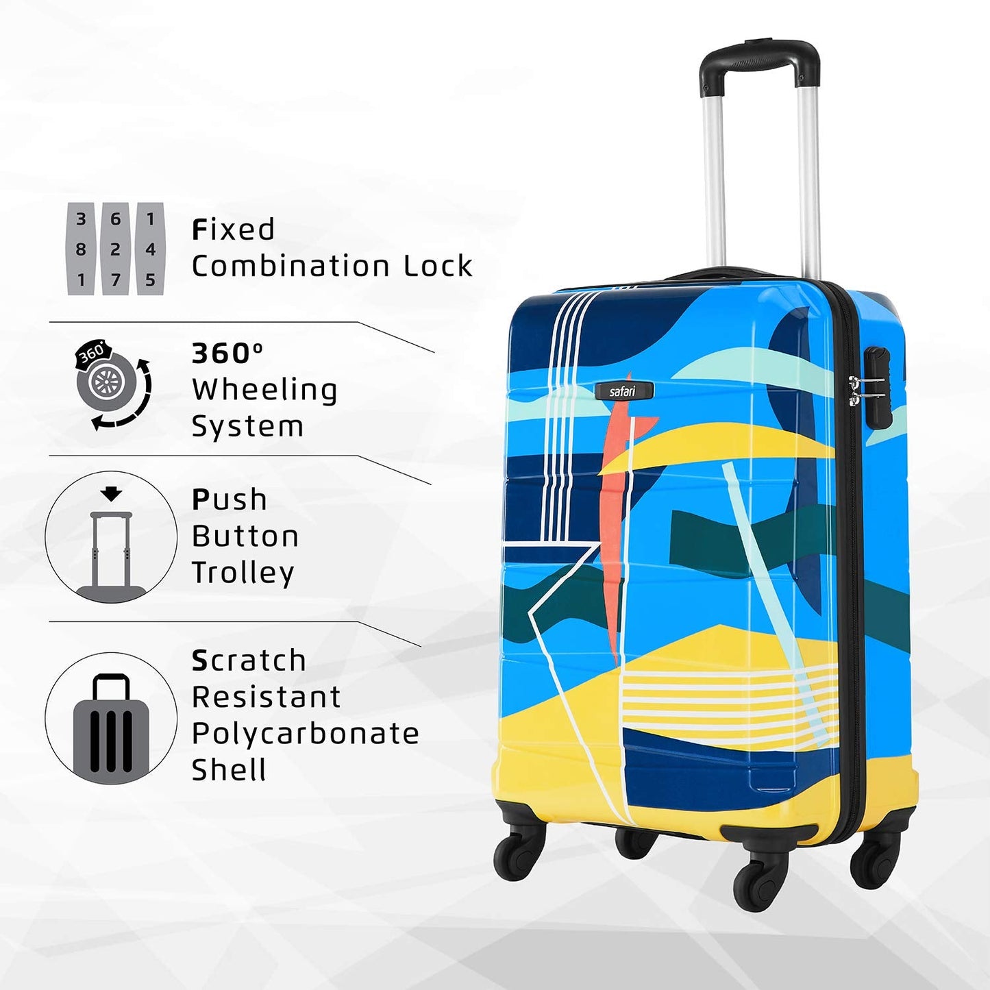Safari Regloss Detour Set of 3 Trolley Bags with 360° Wheels
