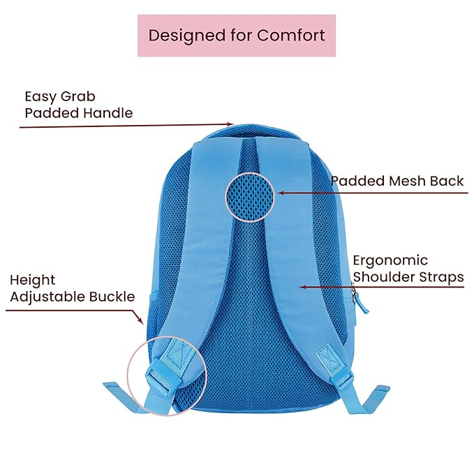 Genie By Safari Unicorn 27L Blue Juniors Backpack With Easy Access Pockets