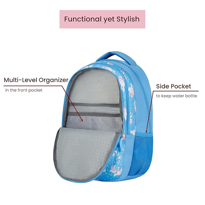 Genie By Safari Unicorn 27L Blue Juniors Backpack With Easy Access Pockets