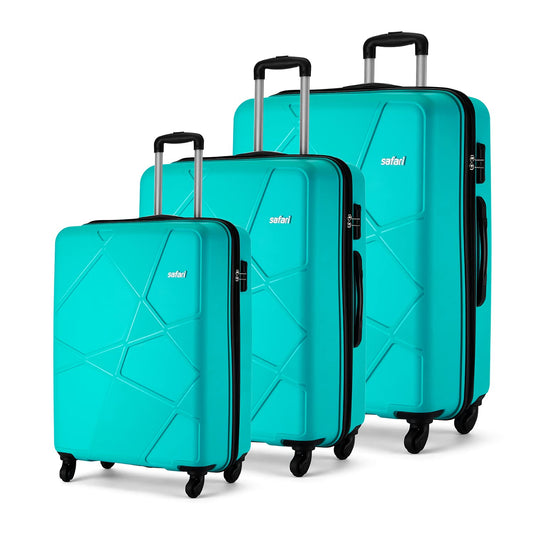 Safari Pentagon  Set of 3 Cyan Trolley Bags with 360° Wheels