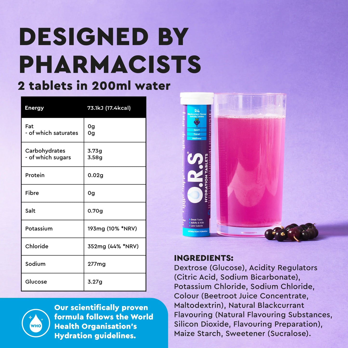 Clinova O.R.S Blackcurrant 24 Tablets