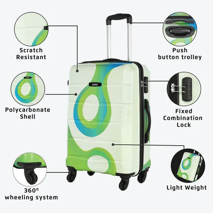 Safari Tiffany Set of 3 Printed Trolley Bags with 360 degree Wheels