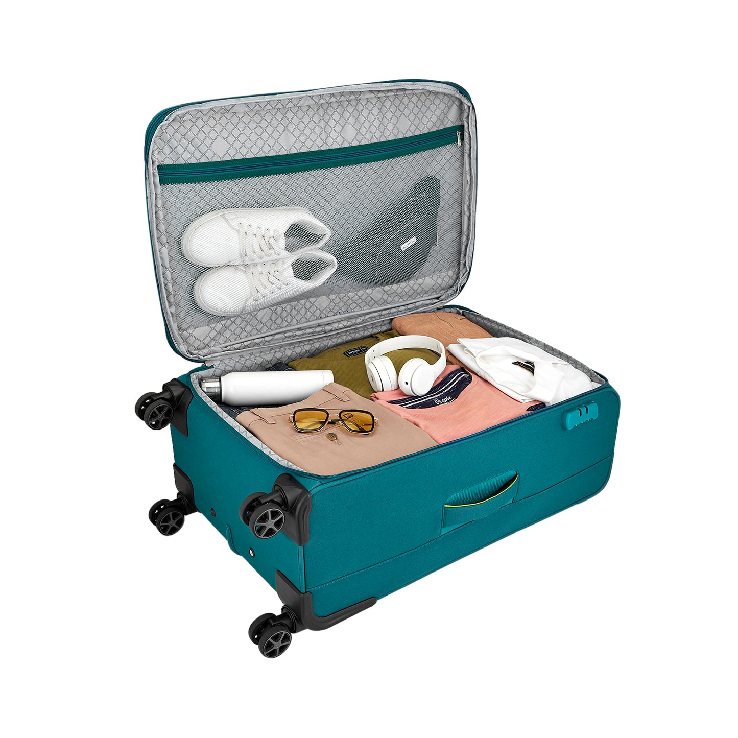 Safari Crystal Teal Trolley Bag with Dual Wheels