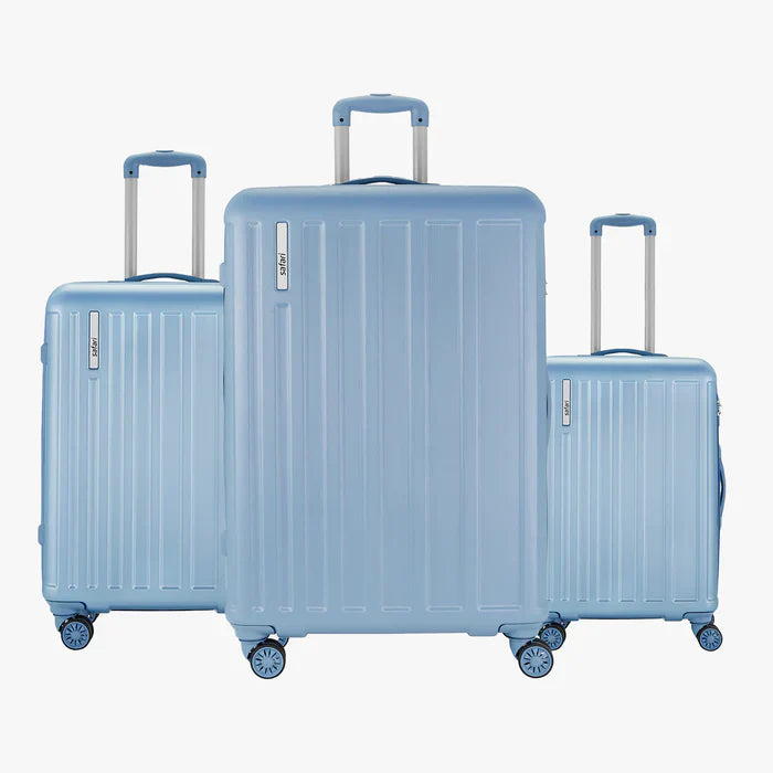 Safari Linea Set of 3 Pearl Blue Trolley Bags with Dual Wheels Ayywaa