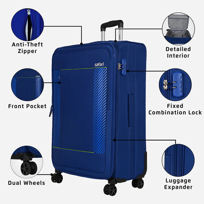 Safari Penta Blue Trolley Bag with Dual Wheels