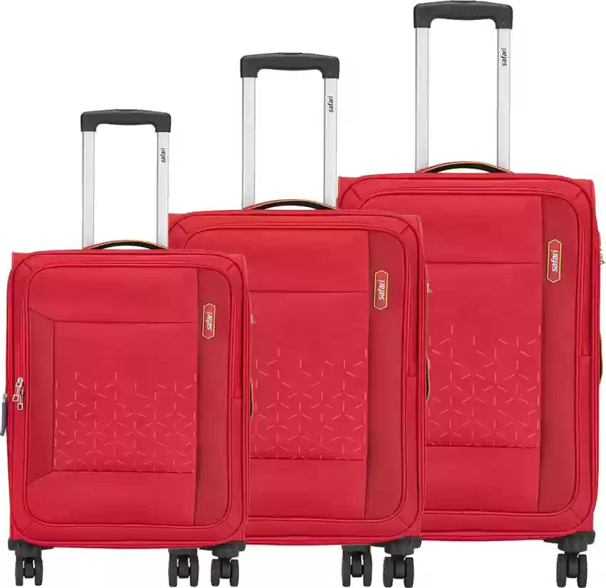 Safari Crystal Red Trolley Bag with Dual Wheels