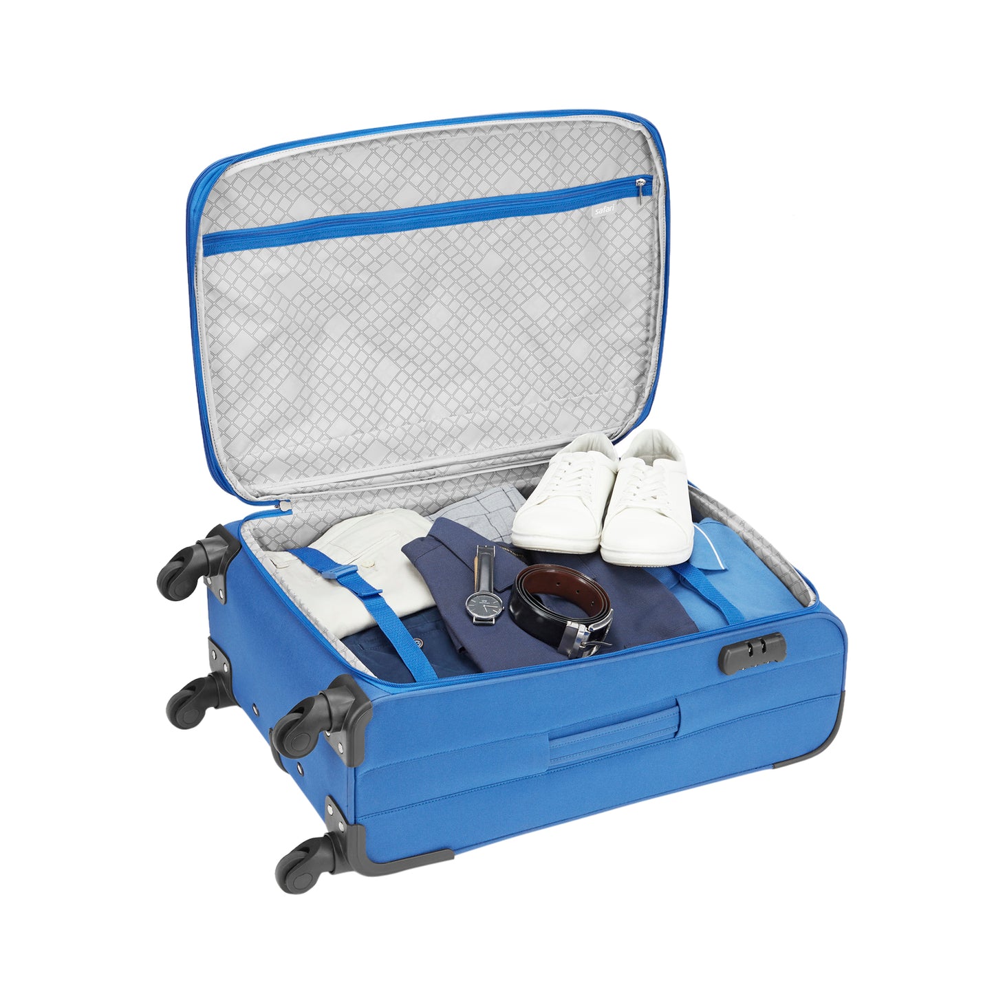 Safari Ultima Blue Trolley Bags with 360° Wheels