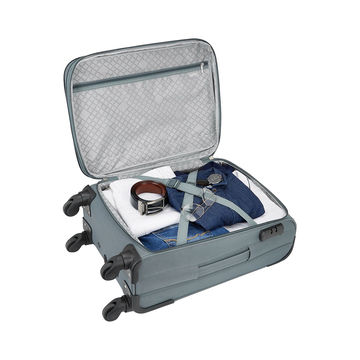 Safari Ultima Grey Trolley Bags with 360° Wheels