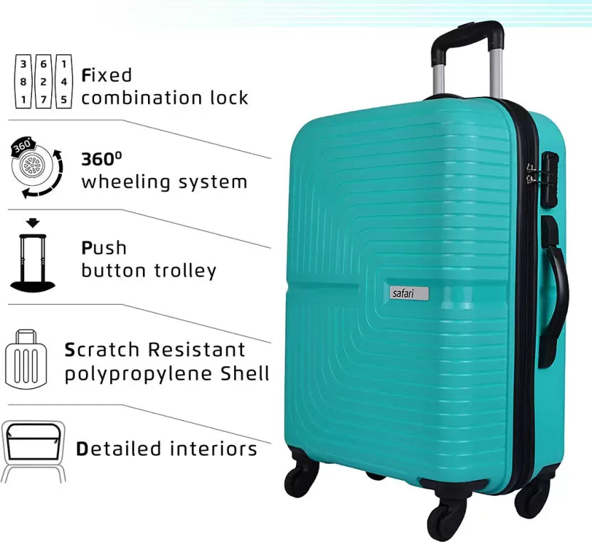Safari Eclipse Cyan Set of 3 Trolley Bags with 360° Wheels