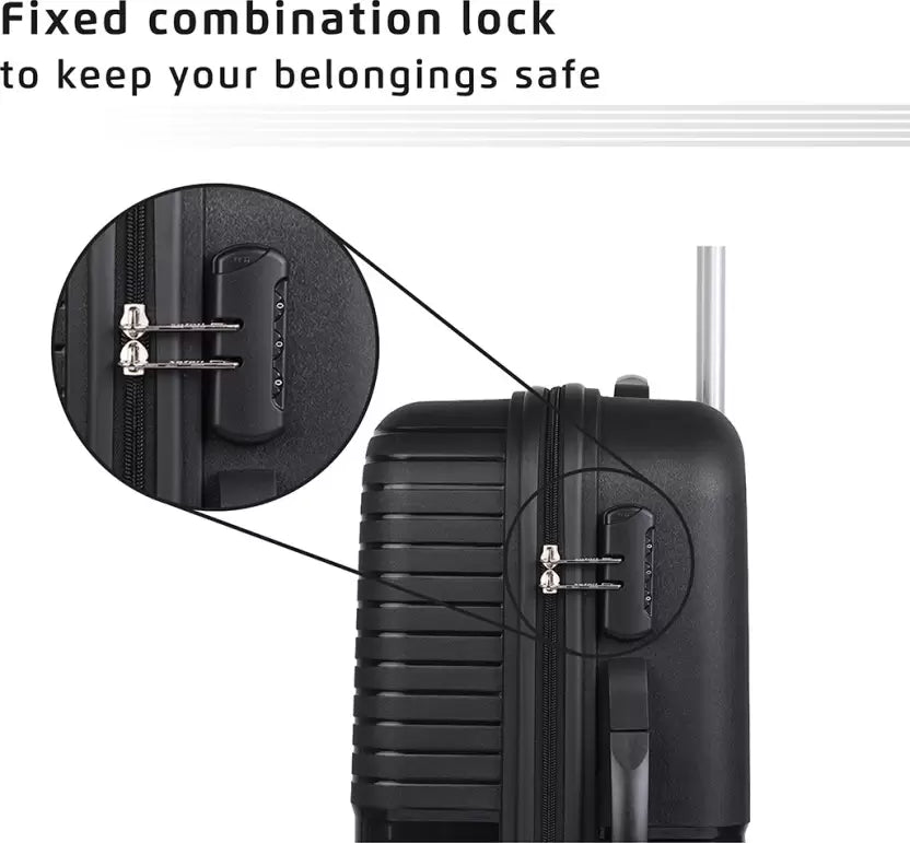 Safari Eclipse Black Set of 3 Trolley Bags with 360° Wheels