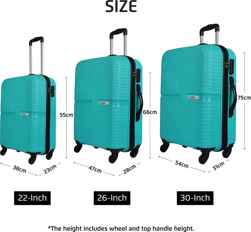 Safari Eclipse Cyan Set of 3 Trolley Bags with 360° Wheels