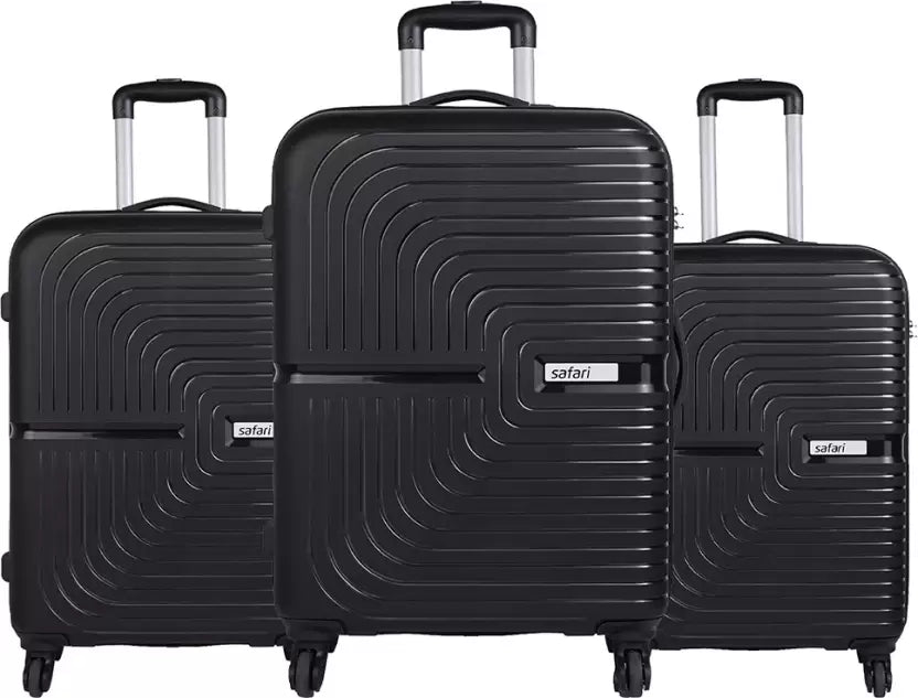 Safari Eclipse Black Set of 3 Trolley Bags with 360° Wheels