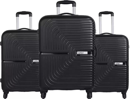 Safari Eclipse Black Set of 3 Trolley Bags with 360° Wheels
