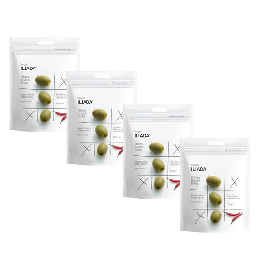 Iliada Green Pitted Olives Spicy 120G x 4 Pcs