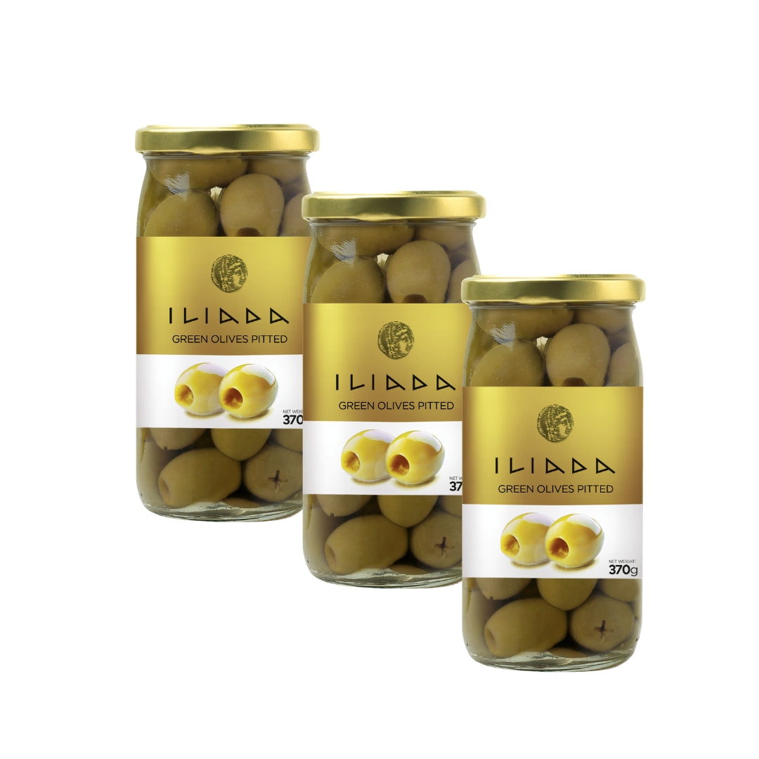 Iliada Green Olives Pitted 370G x 3 Pcs