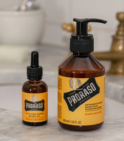 مجموعة العناية باللحية من Proraso للذقن الكاملة أو الطويلة: Wood &amp; Spice