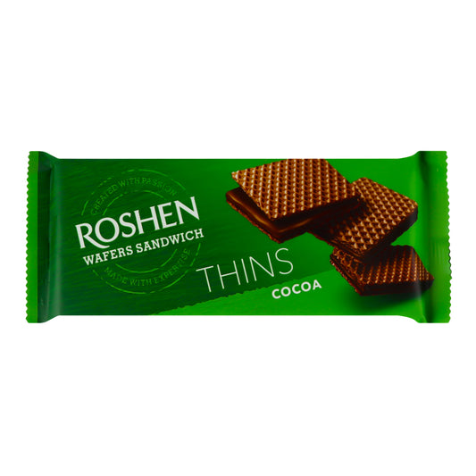 Roshen Wafers Sandwich Thins Cocoa Wafers Layered With Cocoa Filling 55G