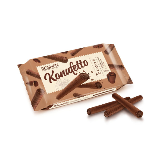 Konafetto Wafer Rolls With Cocoa Flavoured Cream 140G