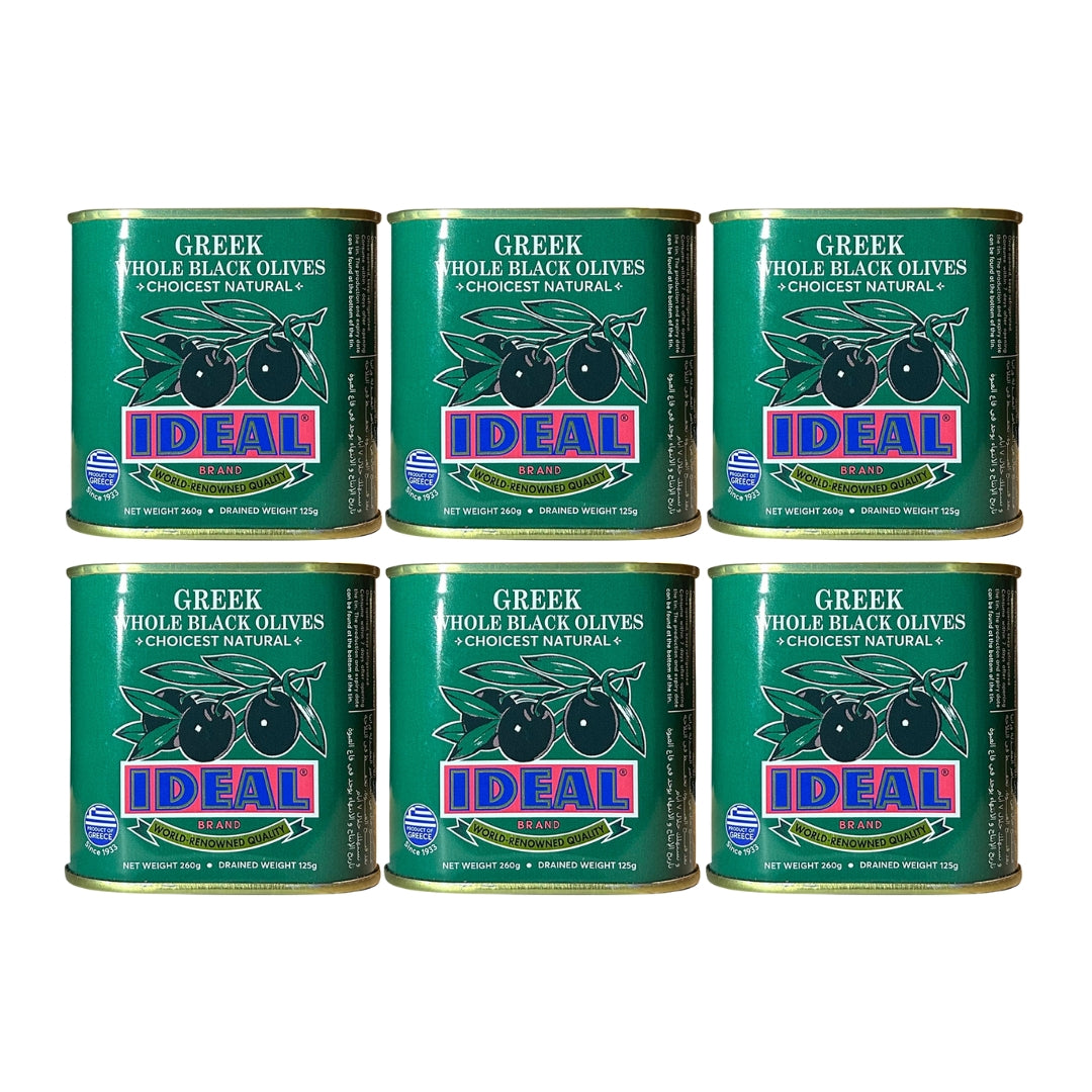 Ideal Greek Whole Black Jumbo Olives - 125 g x 6 pcs