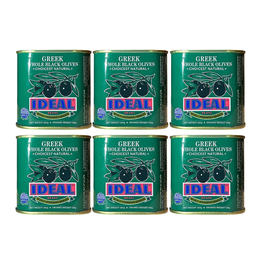 Ideal Greek Whole Black Jumbo Olives - 125 g x 6 pcs