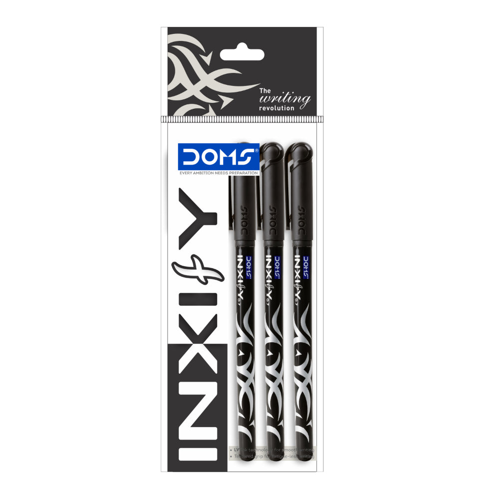 Doms Inxify Fine Tip Ball Pens Pouch - 5 Pcs  - Black