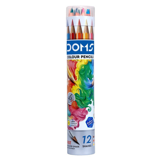 Doms Colour Pencils Round Tin Box - 12 Shades