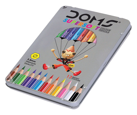 Doms Colour Pencils In Flat Tin - 12 Shades