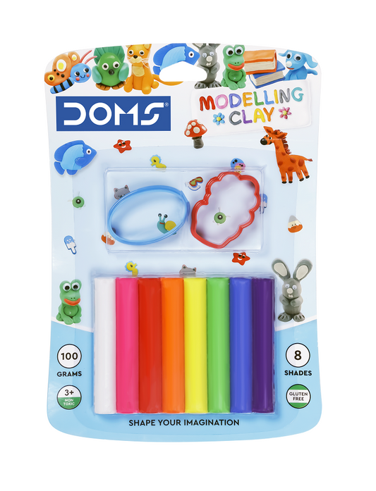 Doms Modelling Clay 8 Shade (100 Gms) + 2 Shape Toys