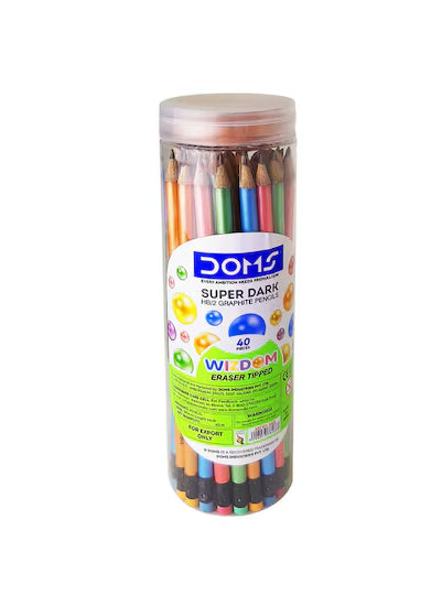 Doms Wizdom Rt Pencils Plastic Jar 40 Pcs