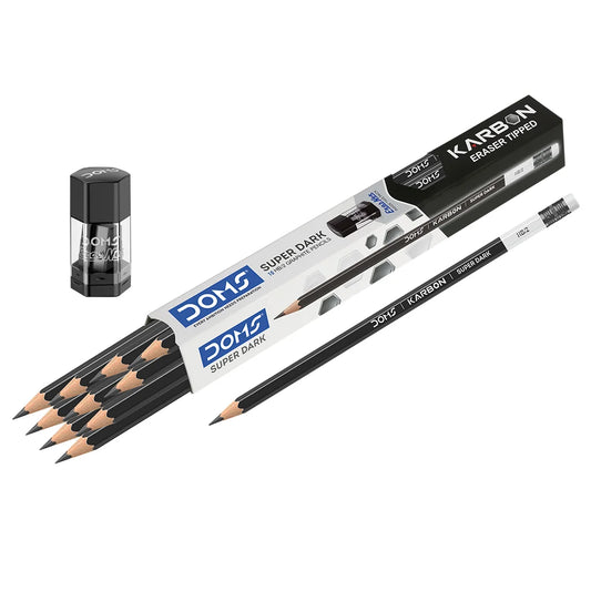 Doms KARBON - Eraser tipped Super Dark HB/2 Graphite Pencils