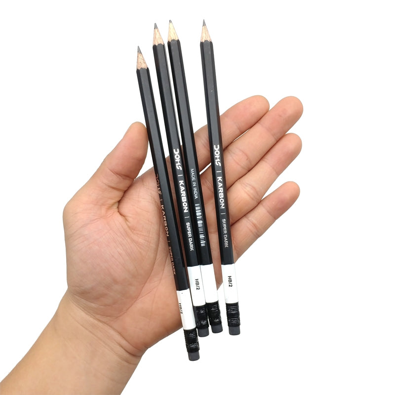 Doms KARBON - Eraser tipped Super Dark HB/2 Graphite Pencils