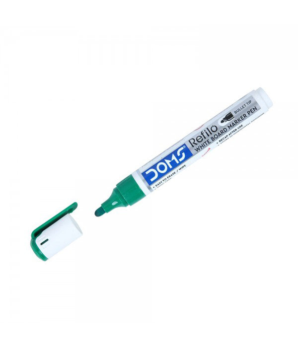 Doms Refilo White Board Marker Pen Bullet Tip 12 Pcs - Green