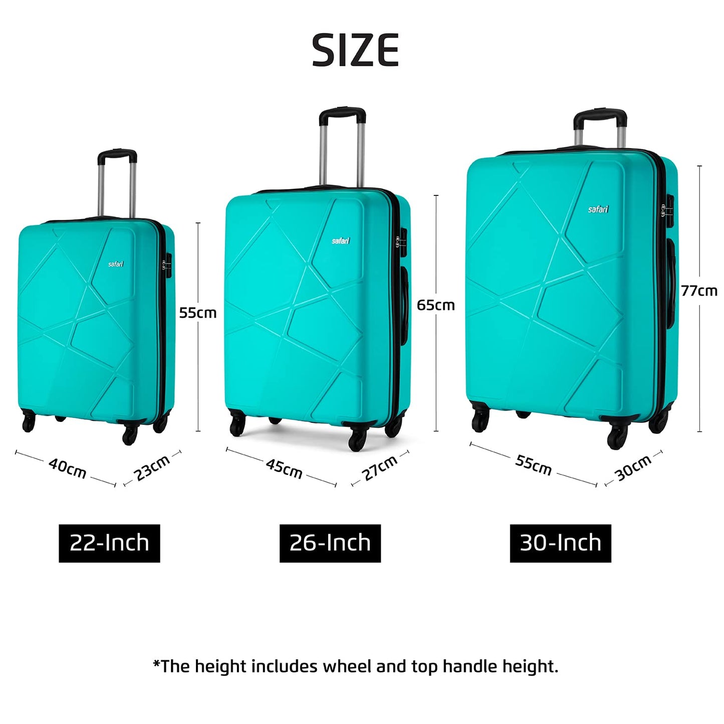 مجموعة سفاري بينتاغون مكونة من 3 حقائب ترولي باللون السماوي بعجلات 360 درجة