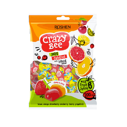 Crazy Bee Fruity Jelly Sweets With Fruit Flavoured Fillings 200g x 4 Pcs