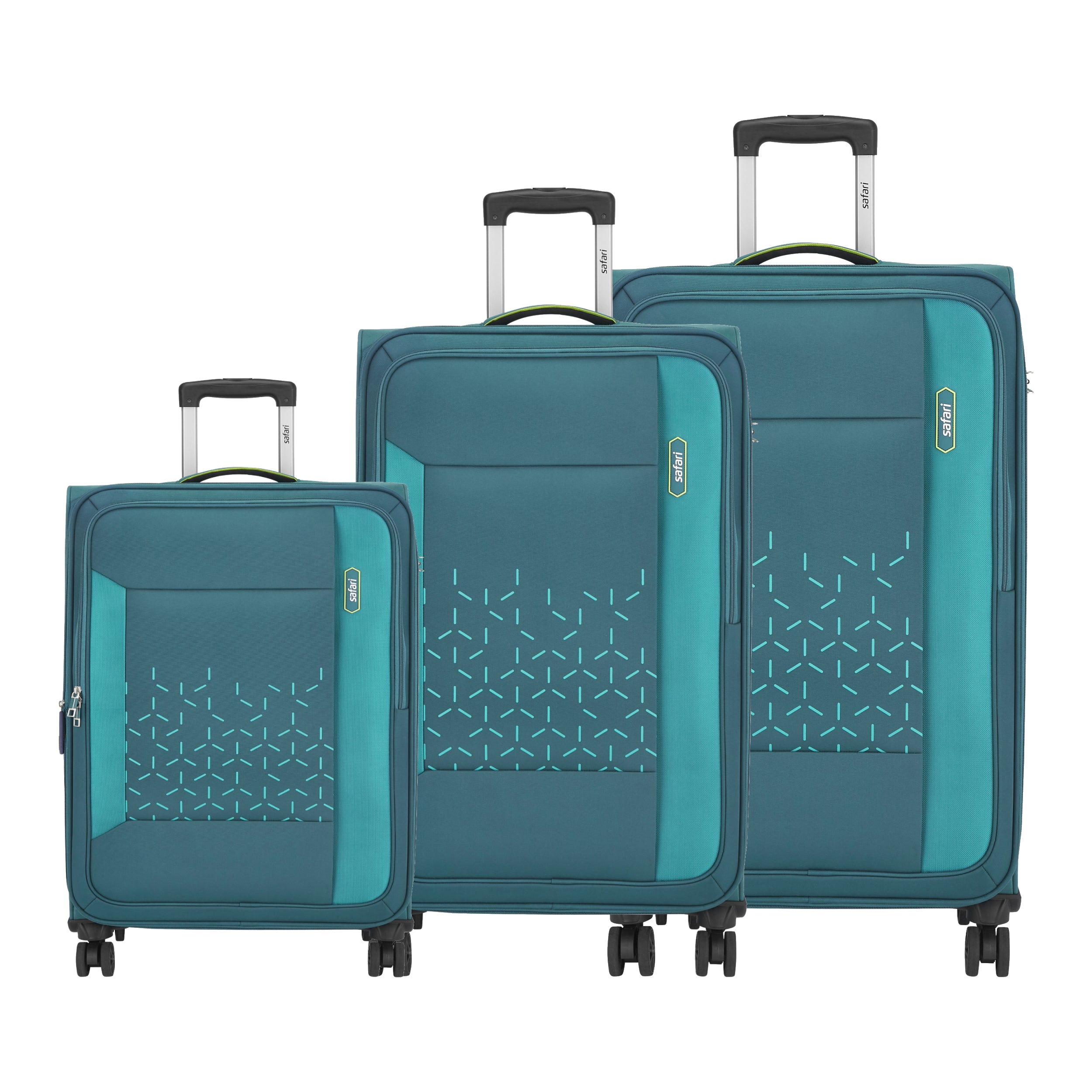 Safari Crystal Teal Set of 3 Trolley Bag with Dual Wheels Ayywaa