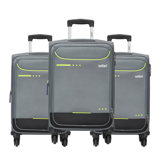 Safari Ultima Grey Set of 3 Trolley Bags with 360° Wheels
