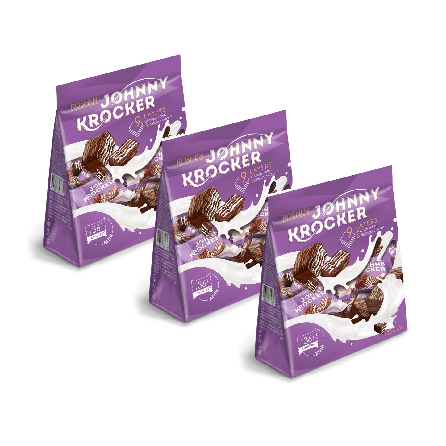 Roshen Johnny Krocker Milk Wafers In Chocolate 350G x 3 Pcs