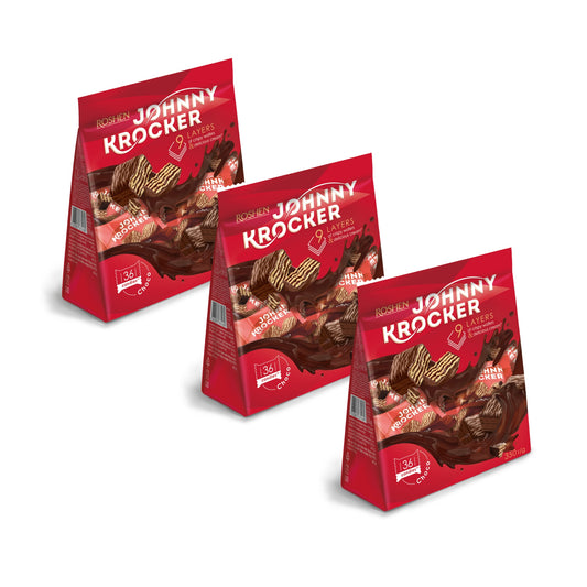 Roshen Johny Krocker Wafers With Chocolate Filling 350G x 3 Pcs