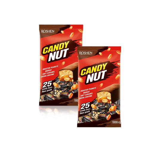 Roshen Candy Nut Nougat And Soft Caramel With Peanuts Sweet In Milk Chocolate Coating 1Kg x 2 Pcs